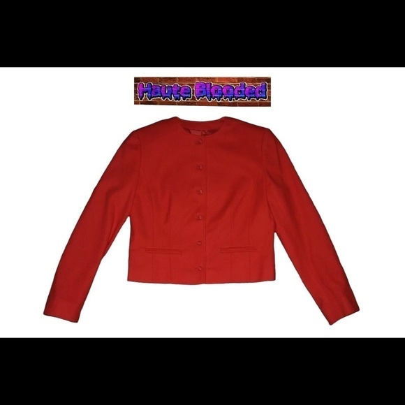 Vintage 60's Pendleton Wool Cropped Blazer Red Crop Office Work Retro Jacket 6 - Picture 2 of 10
